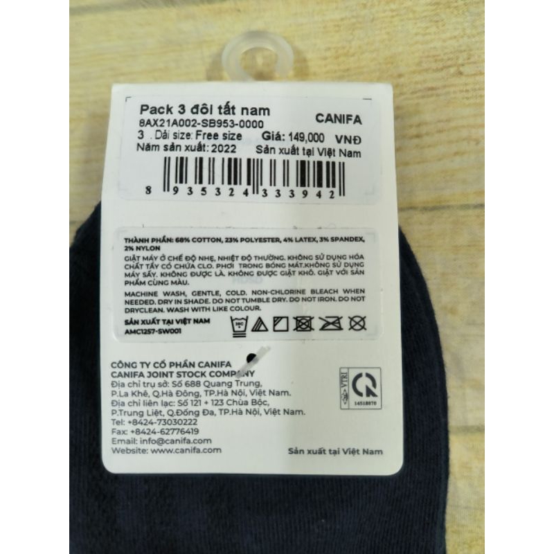 Pack 3 đôi tất cổ cao nam Canifa