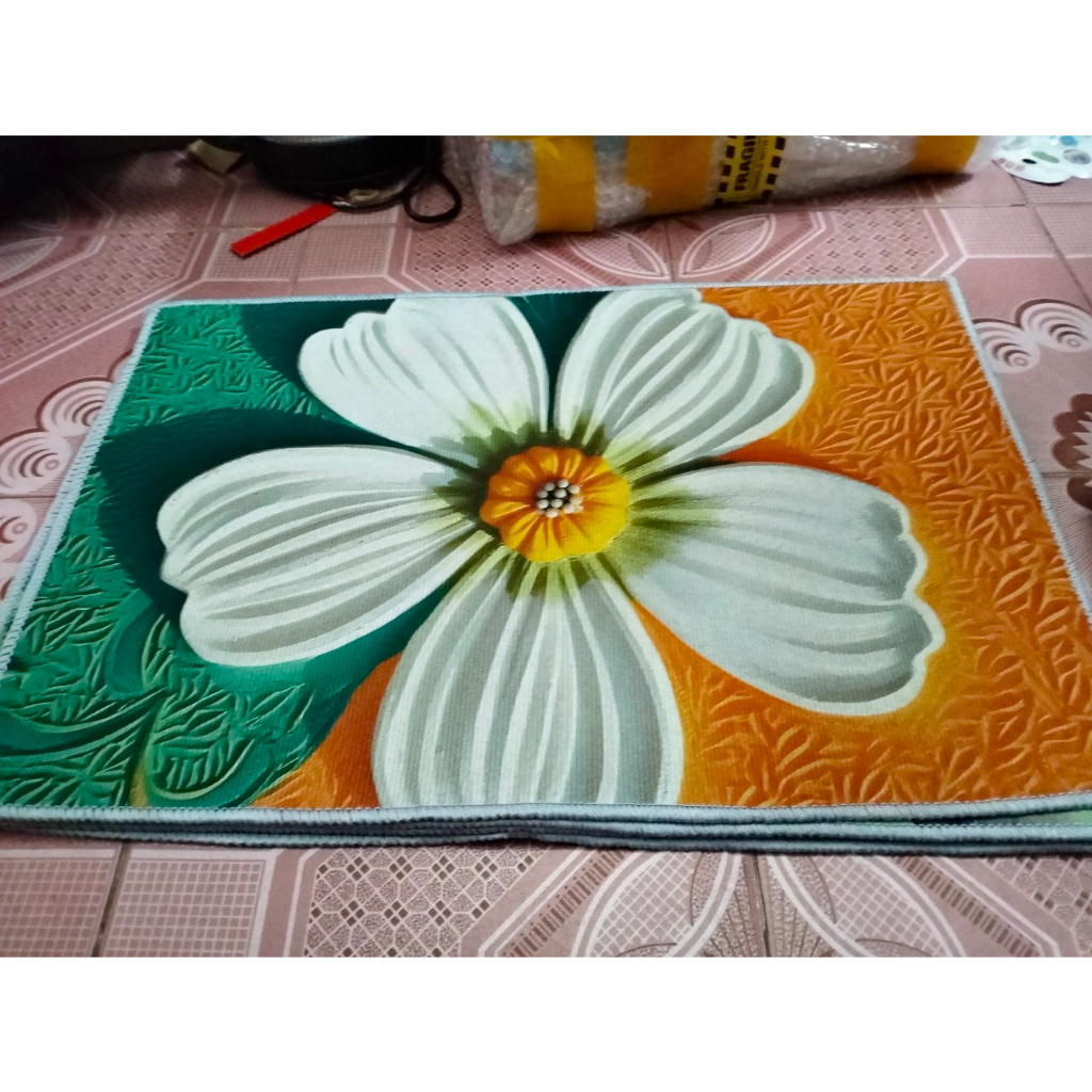 Thảm chùi chân 3D,thảm bếp hoạ tiết hình hoa có lớp chống trơn trượt giao ngẫu nhiên