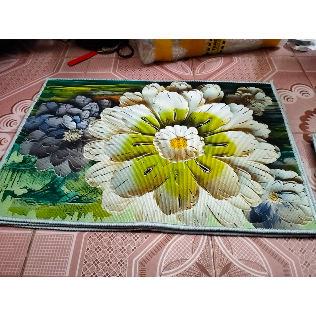 Thảm chùi chân 3D,thảm bếp hoạ tiết hình hoa có lớp chống trơn trượt giao ngẫu nhiên