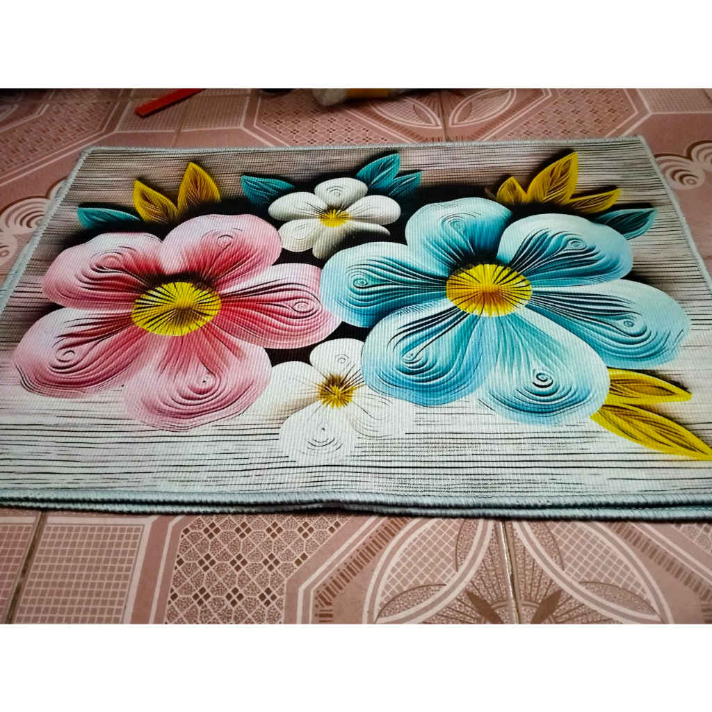 Thảm chùi chân 3D,thảm bếp hoạ tiết hình hoa có lớp chống trơn trượt giao ngẫu nhiên