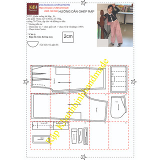 Rập giấy a0 mã r233 - rập quần cho bé