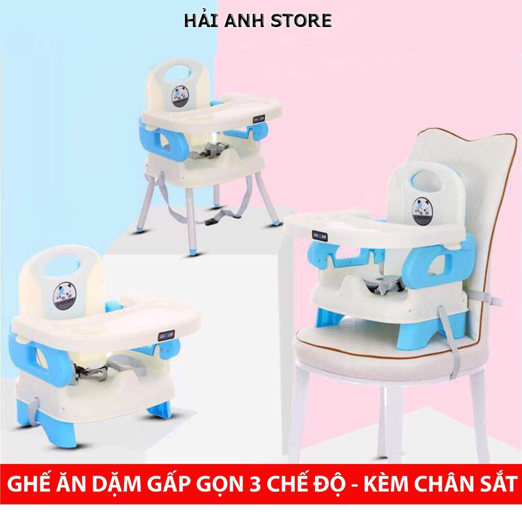 Ghế ăn dặm cho bé gấp gọn, ghế tập ăn cho bé 2 trong 1 kèm chân sắt