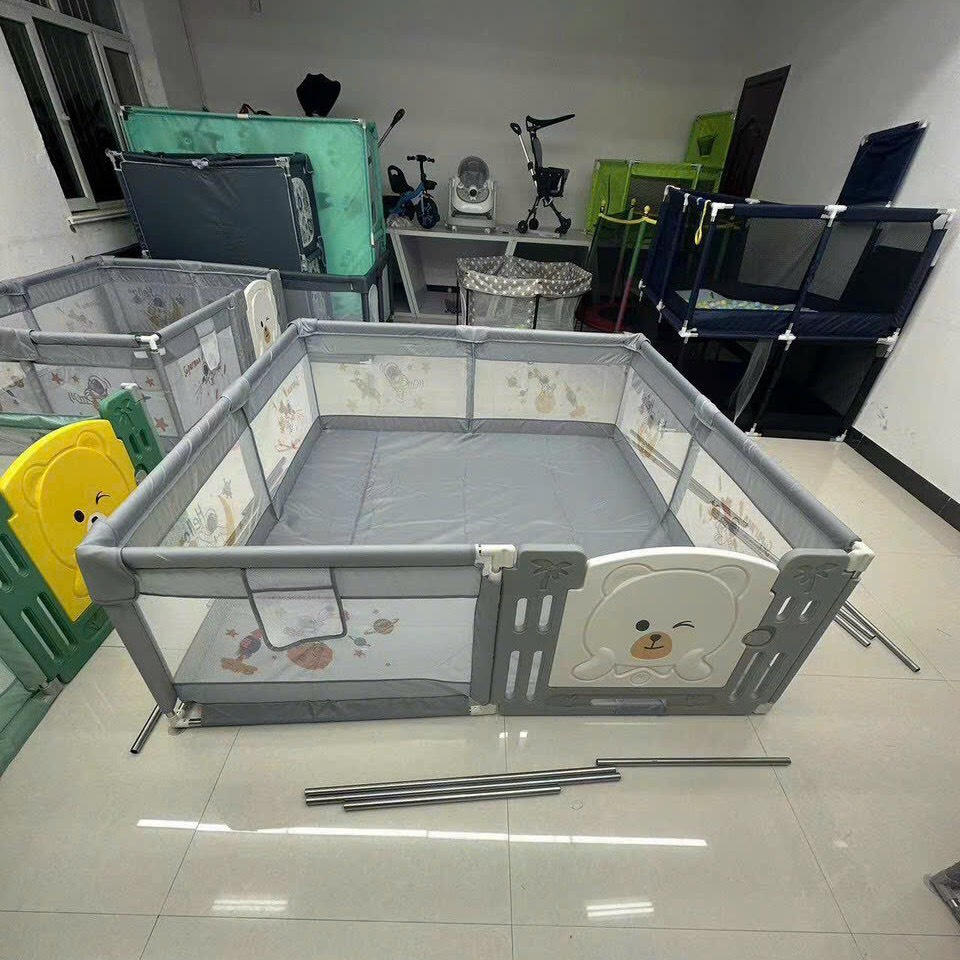 Quây bóng cho bé, nhà bóng cho trẻ khung inox chống va đập tặng kèm thảm chơi và 50 quả bóng