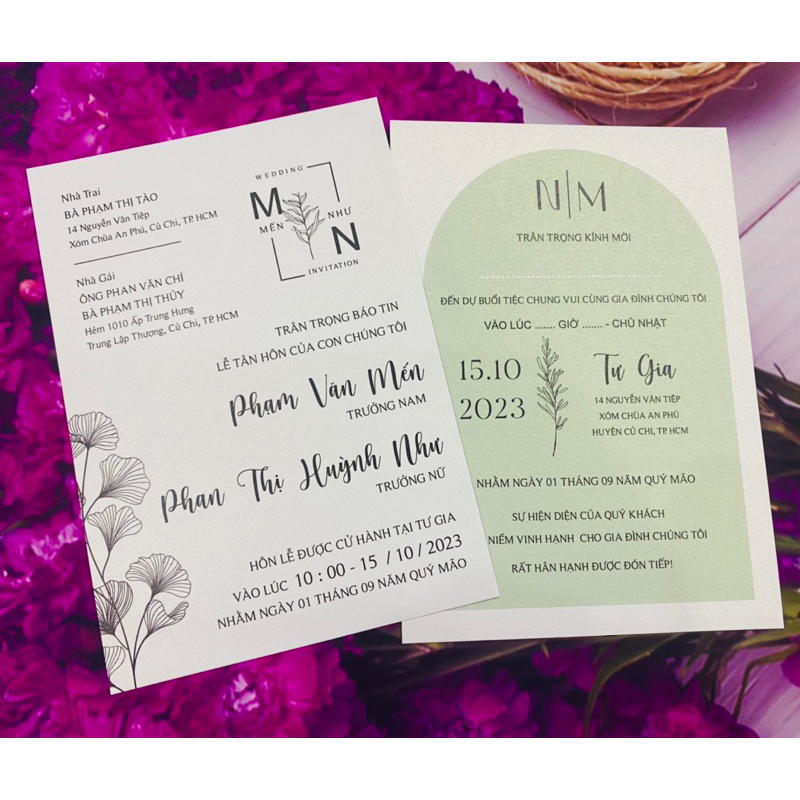 Thiệp cưới màu xanh