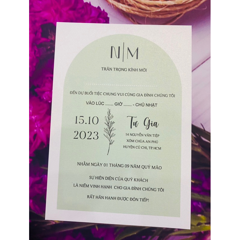 Thiệp cưới màu xanh