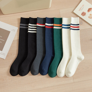 Vớ Tất nữ siêu cao cổ họa tiết kẻ 7 màu phong cách dễ thương và xinh xắn