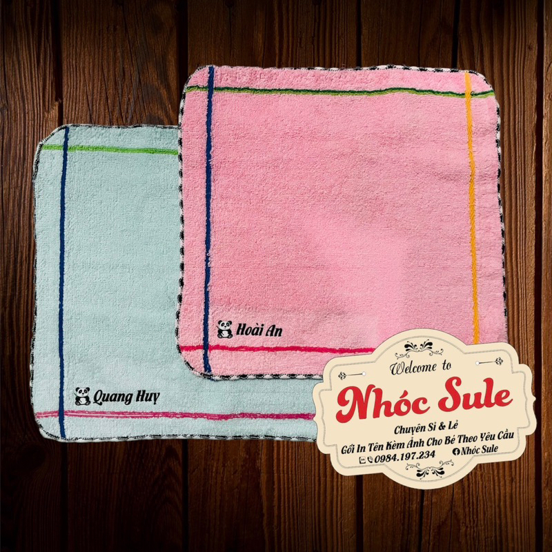 Khăn mặt cotton cho bé in tên in ký hiệu theo yêu cầu