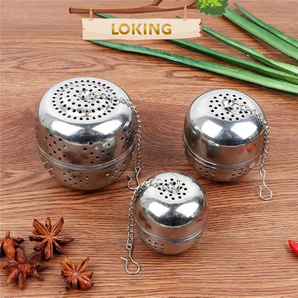 Bóng lọc trà, dụng cụ lọc gia vị inox có dây treo tiện lơi siêu bền - LOKING