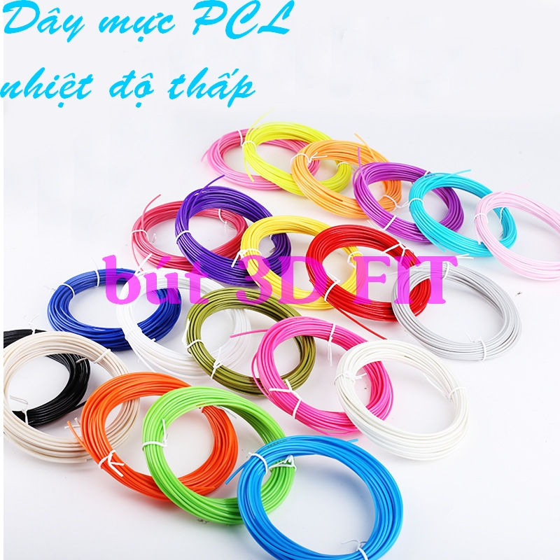 {bút 3D} Cuộn dây mực PCL nhiệt độ thấp (60 đến 100 độ C) cho bút vẽ 3D, không phỏng tay cho bé, giáo dục STEAM