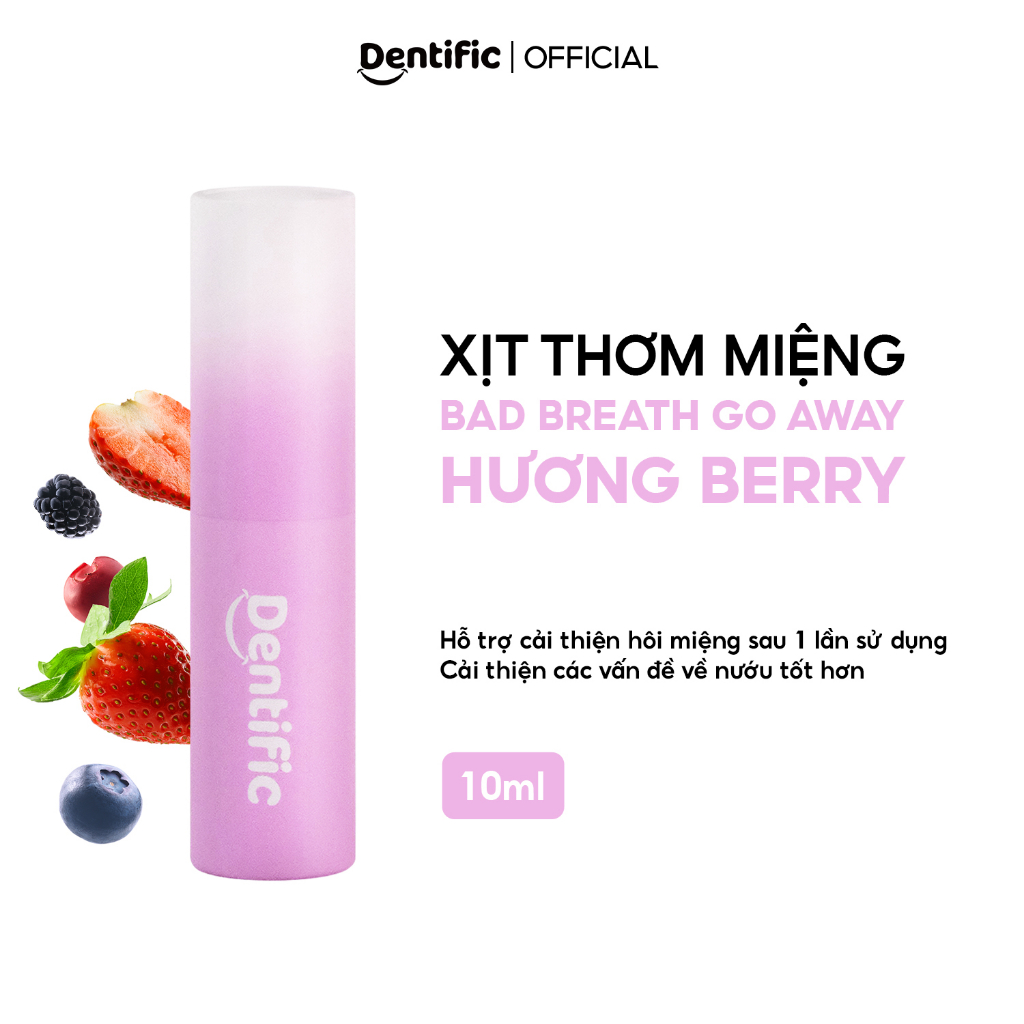 Combo 2 Xịt thơm miệng hương quả mọng berries Bad Breath Go Away Mouthspray Dentific