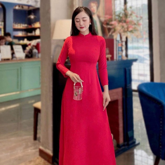 Áo Dài Truyền Thống Chất Lụa Cao Cấp Tay Dài , Áo Dài Lụa Trơn May Sẵn