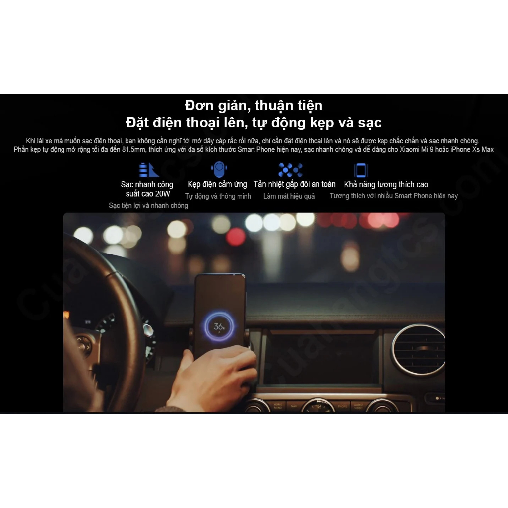 Kẹp điện thoại kiêm sạc không dây ô tô XM