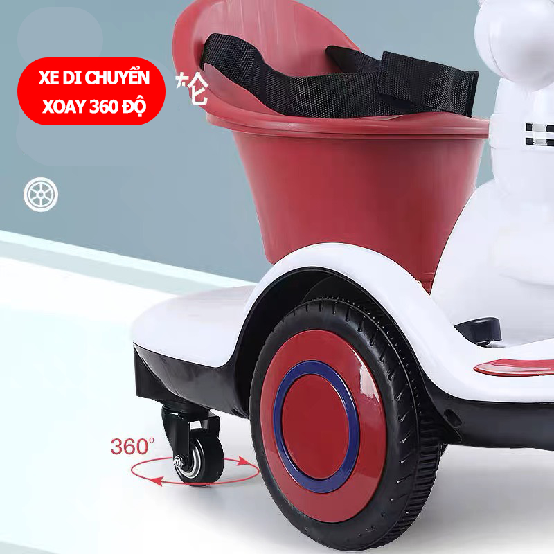 Xe máy điện cho bé, Xe ô tô điện trẻ em cân bằng xoay 360 độ có nhạc đèn hình Robot