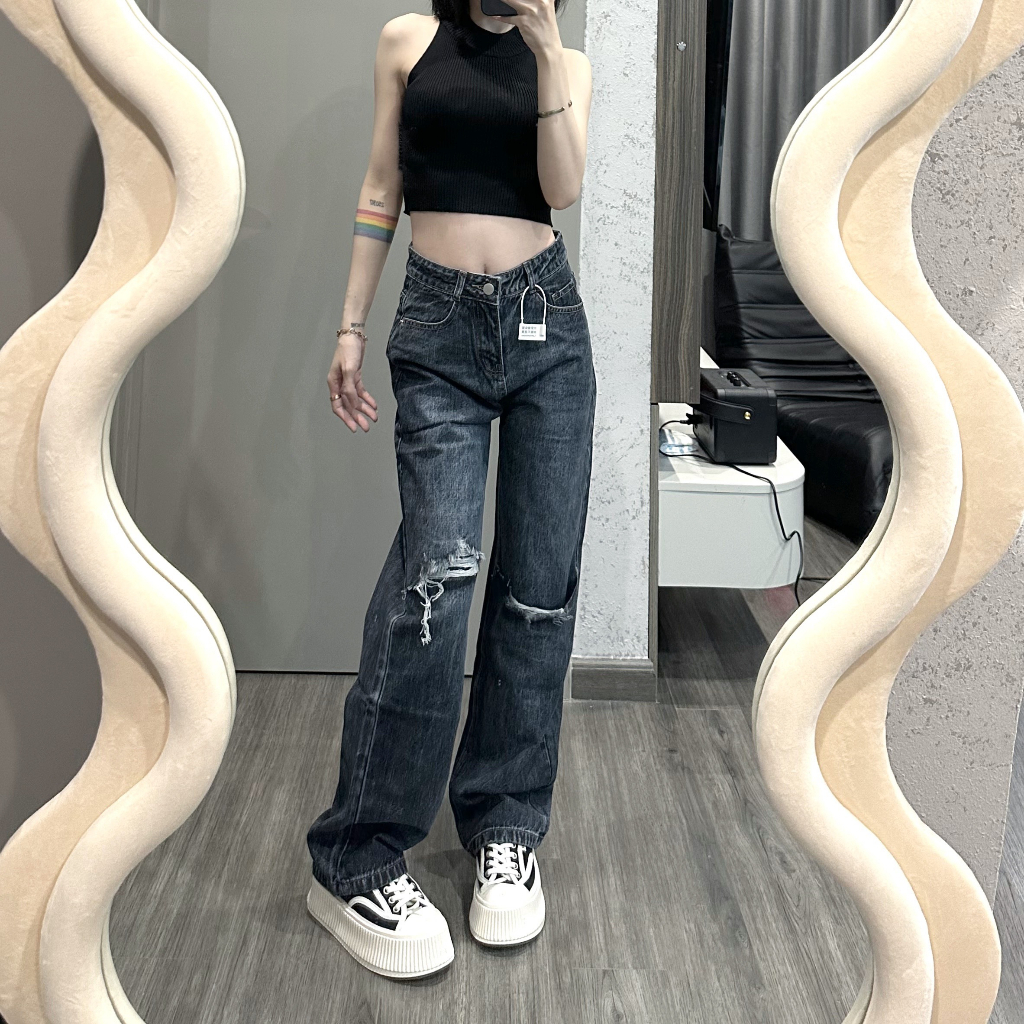 Quần bò ống rộng MUS quần jeans nữ cá tính thời trang phong cách 88190 | BigBuy360 - bigbuy360.vn