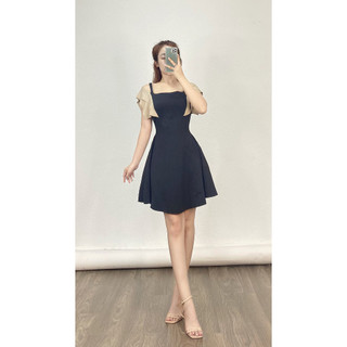 Đầm h@bbs vải cắt 2 dây phối bèo kami