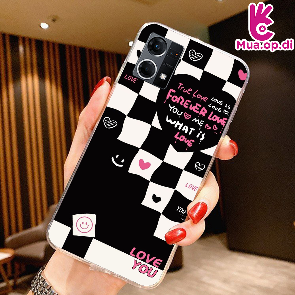 Ốp Silicon in Caro Tim Oppo A3s , Oppo A1k không phai màu