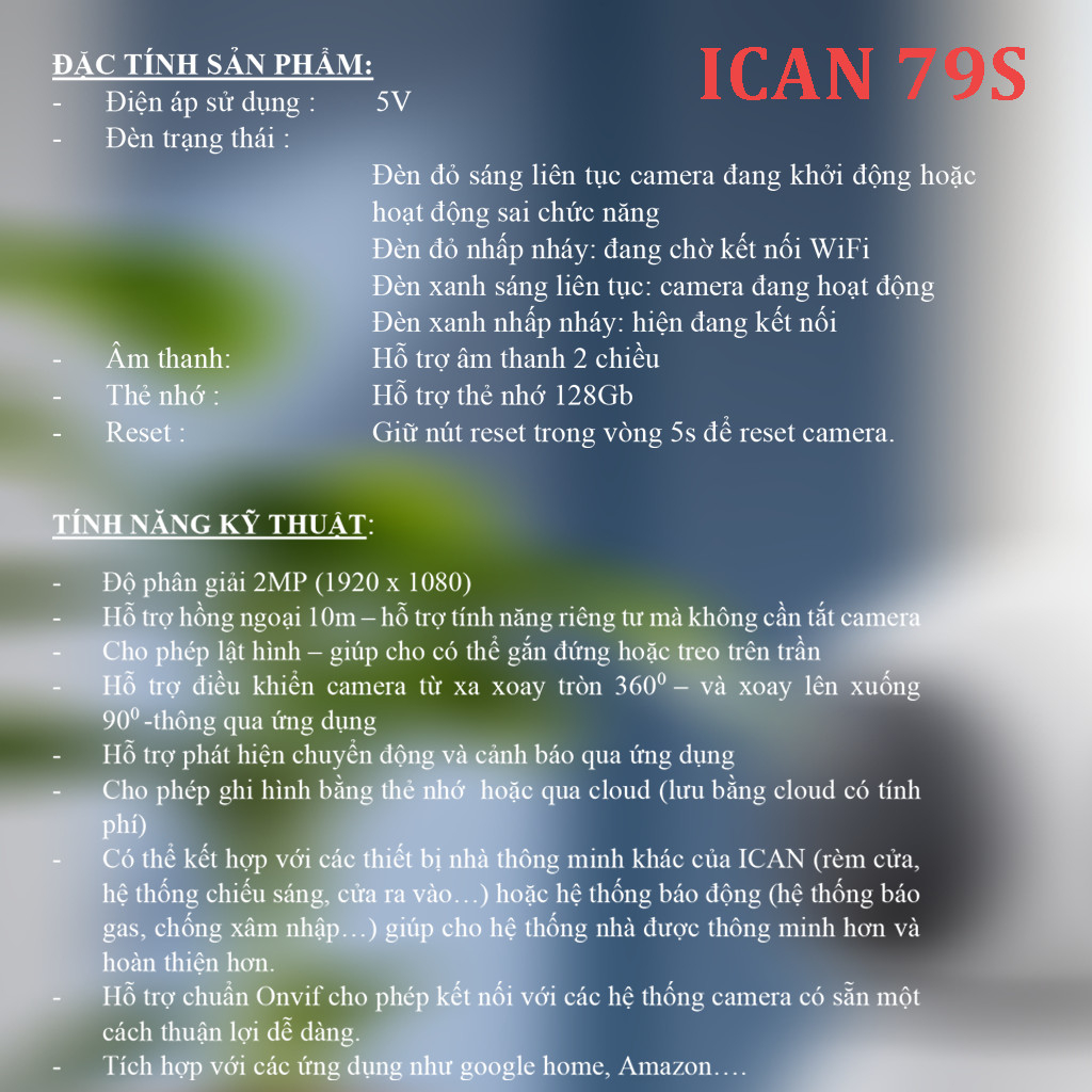 CAMERA WIFI ICANTEK 79S CHÍNH HÃNG
