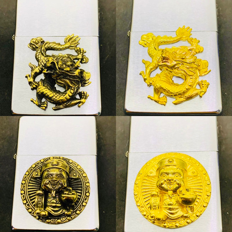 Eblem Thần tài - Rồng dán zippo ( Có tặng kèm keo dán )