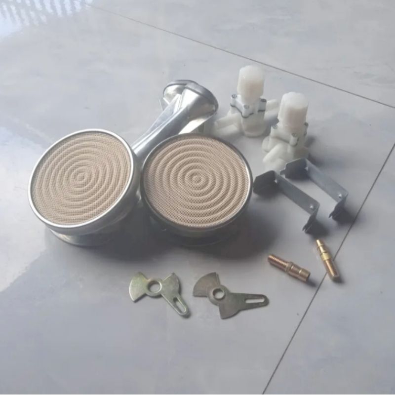 Bộ Phụ Kiện Đèn Sưởi Biogas Hồng Ngoại Điếu Inox Kim Phun Khóa Nhựa Lá Gió Tặng Bát Đỡ Ống Điếu