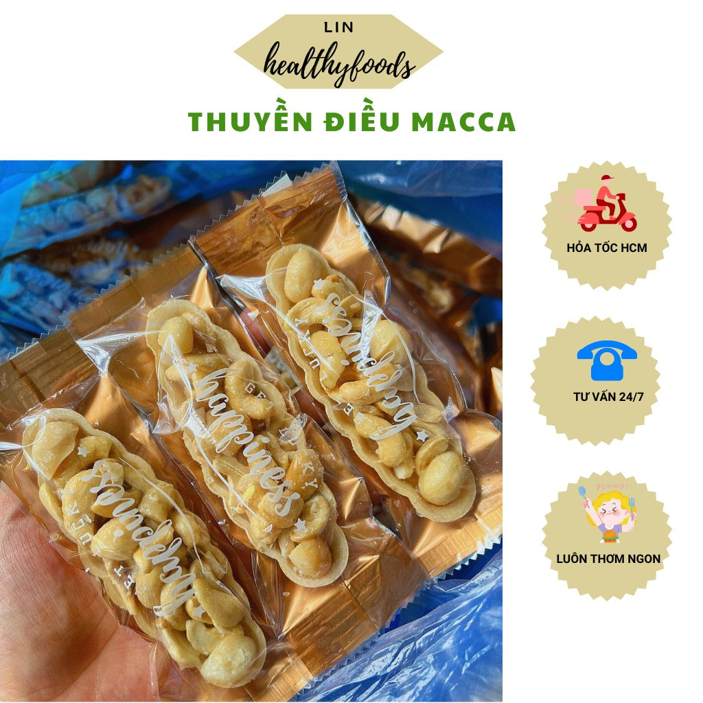 Bánh Thuyền Điều Macca nhà LINHEALTHYFOODS ăn kiêng giảm cân không đường siêu nhiều hạt ăn chay được