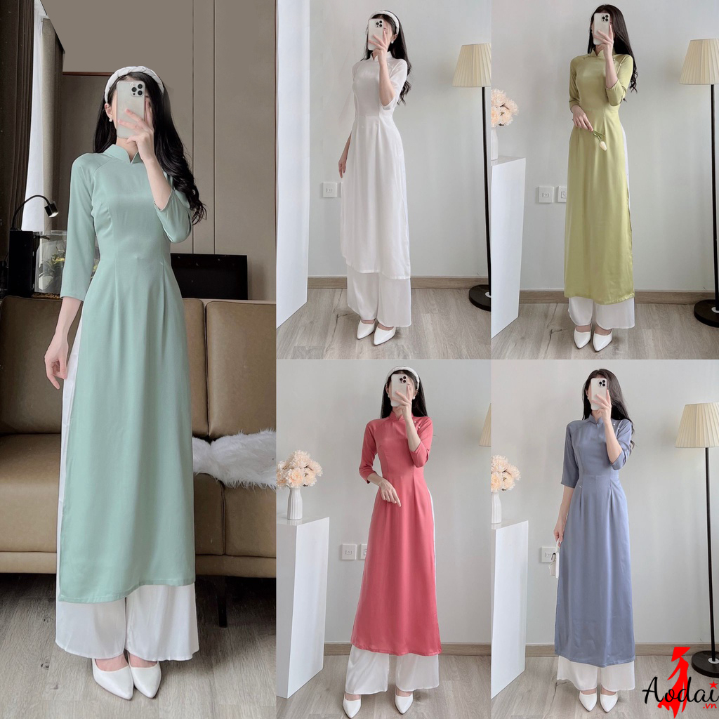 Áo dài cách tân lụa ngọc trai nhiều màu
