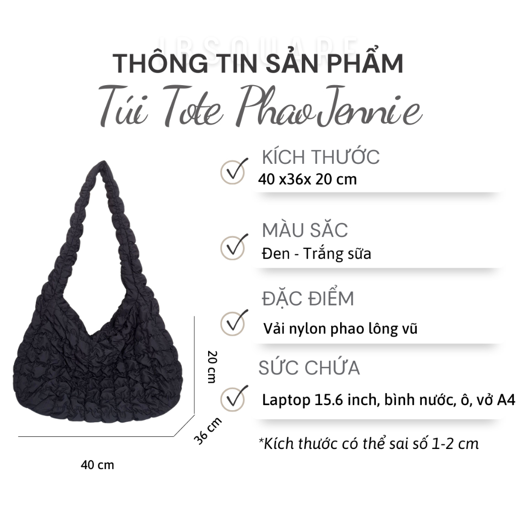 Túi Tote Phao Jennie IBSQUARE TL34-TL35 bigsize nữ cá tính
