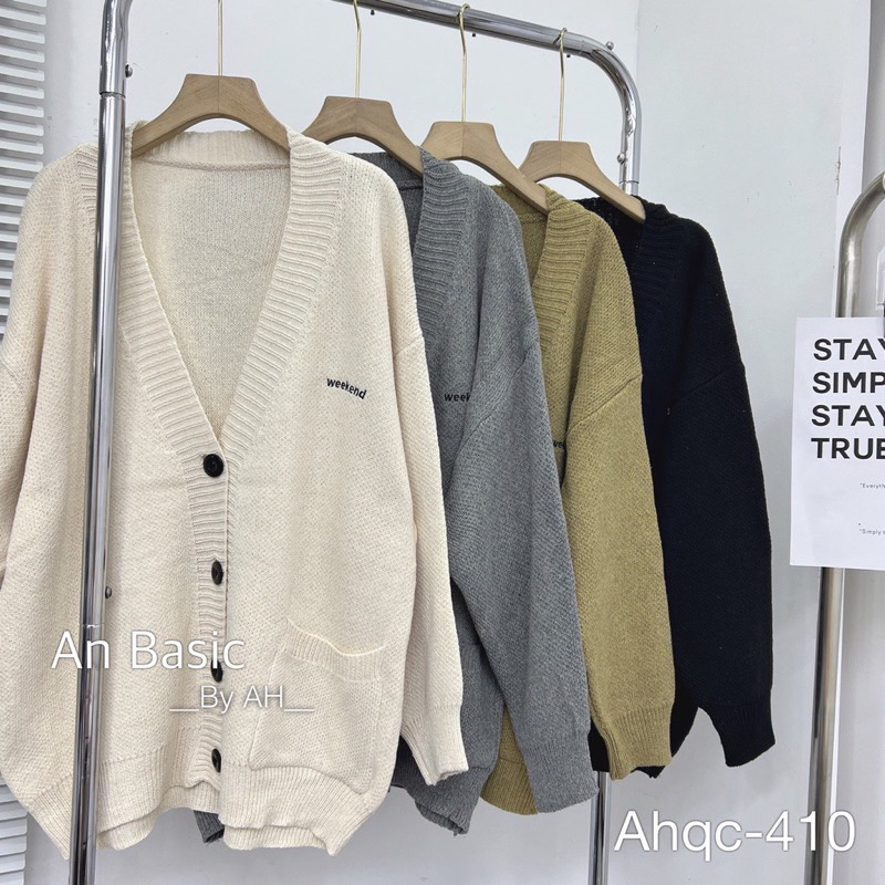 ÁO KHOÁC LEN CADIGAN THÊU CHỮ”weekend” hàng Quảng Châu