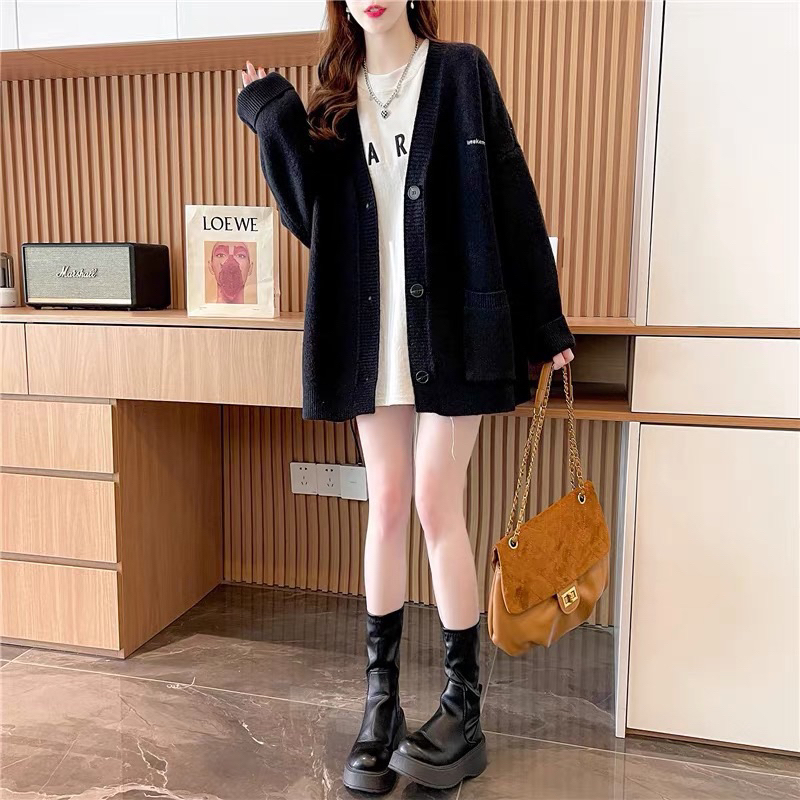 ÁO KHOÁC LEN CADIGAN THÊU CHỮ”weekend” hàng Quảng Châu