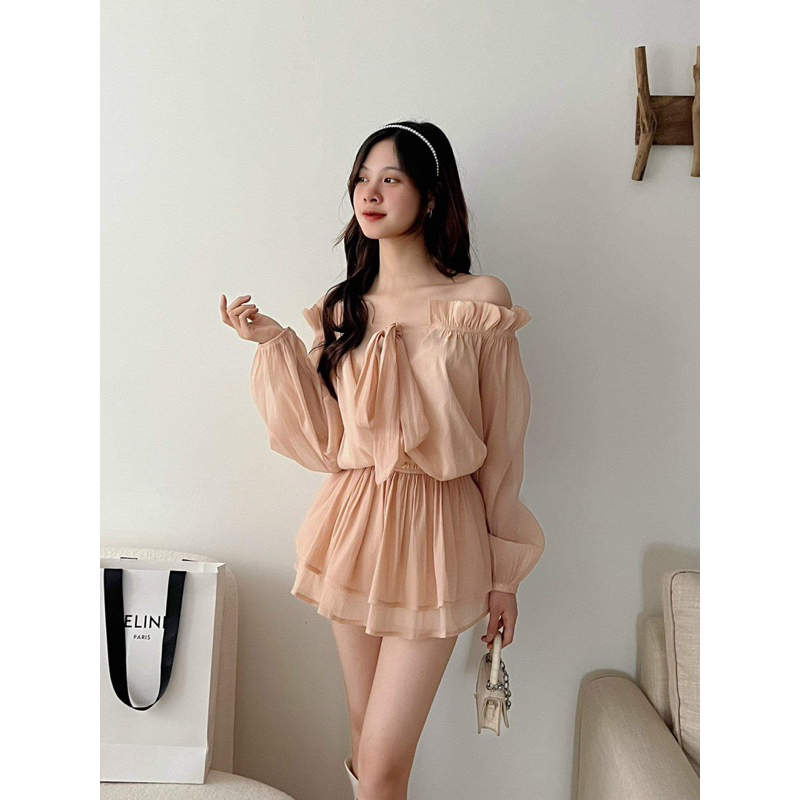 ÁO TƠ TRỄ VAI NƠ NGỰC BO CHUN EO DÁNG GIẤU QUẦN”LILIMAX”
