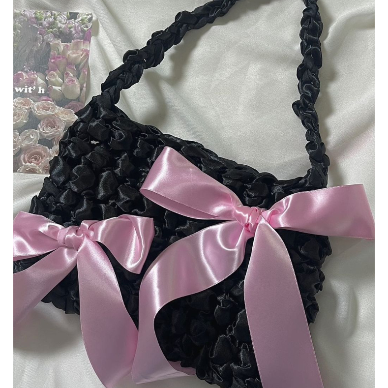 Túi Xách Ruy Băng Ghi Thắt Nơ Xinh Xắn