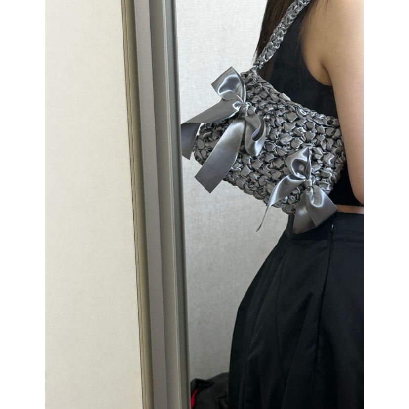 Túi Xách Ruy Băng Ghi Thắt Nơ Xinh Xắn