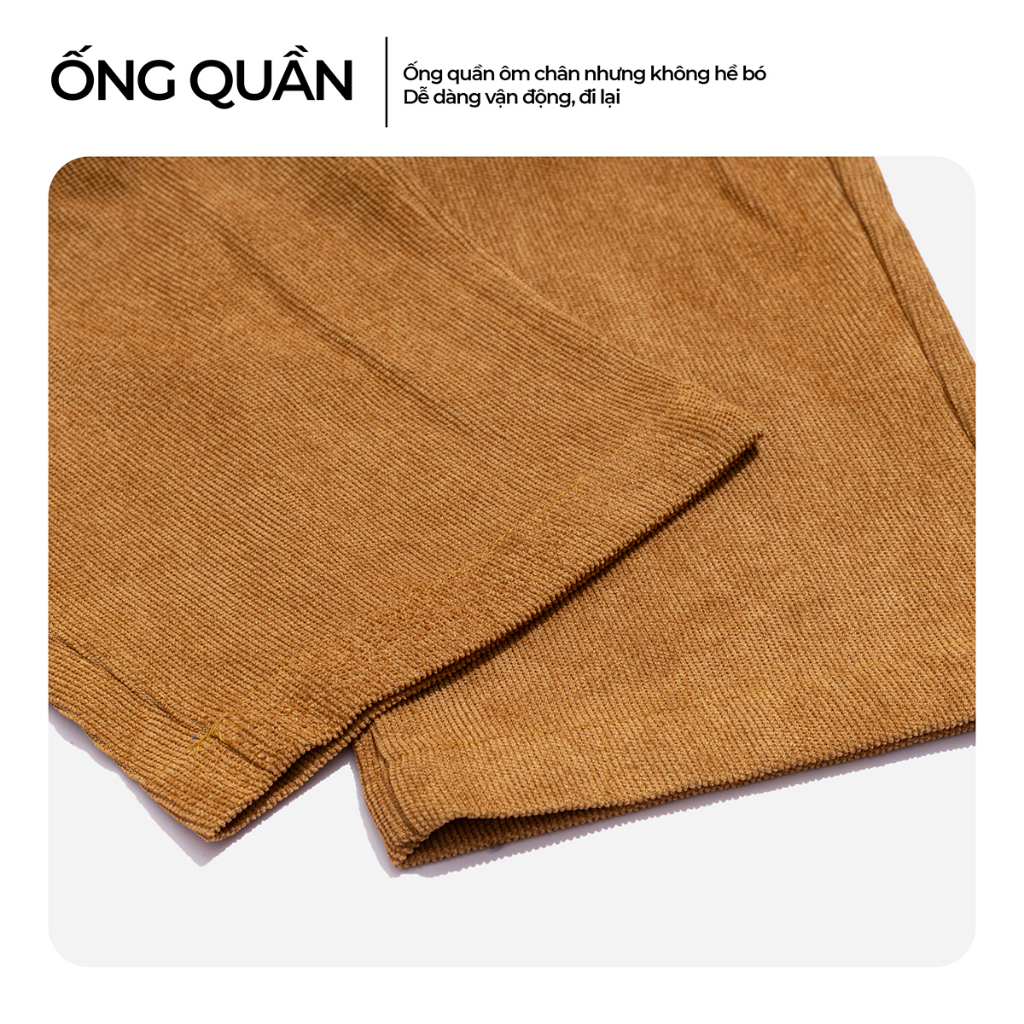 Quần Baggy Ống Rộng Hàn Quốc ROUGH Vải Nhung Tăm, Phong Cách Trẻ Trung, Năng Động