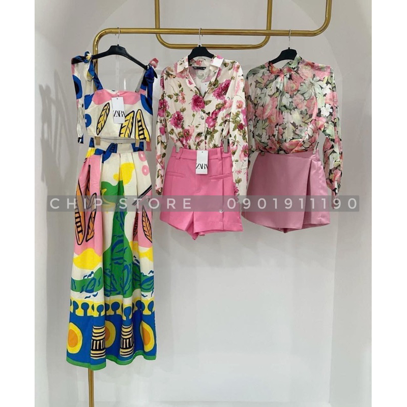 SET - VÁY HOA VĂN ZARA XUẤT DƯ XỊN HÀNG CHUẨN