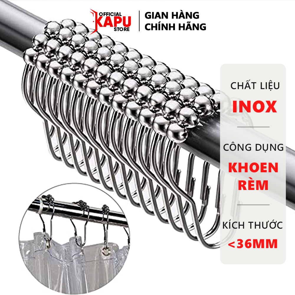 Khoen rèm cửa KAPU INOX không gỉ, khoen tròn treo rèm nhà tắm, dùng cho thanh treo kèm 32mm