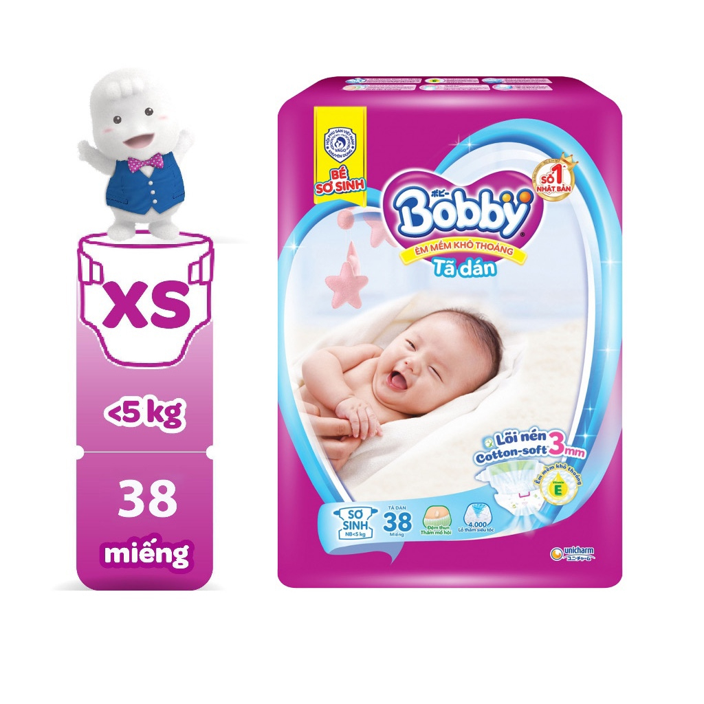 Tã Dán Bobby Siêu Thấm XS38/XS70 miếng cho bé dưới 5kg