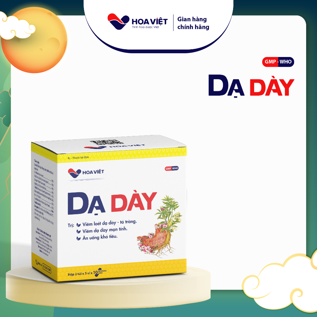 Viên uống chống trào ngược Dạ dày Hoa Việt giảm đau dạ dày mạn tính giảm đầy bụng khó tiêu hộp 100 viên