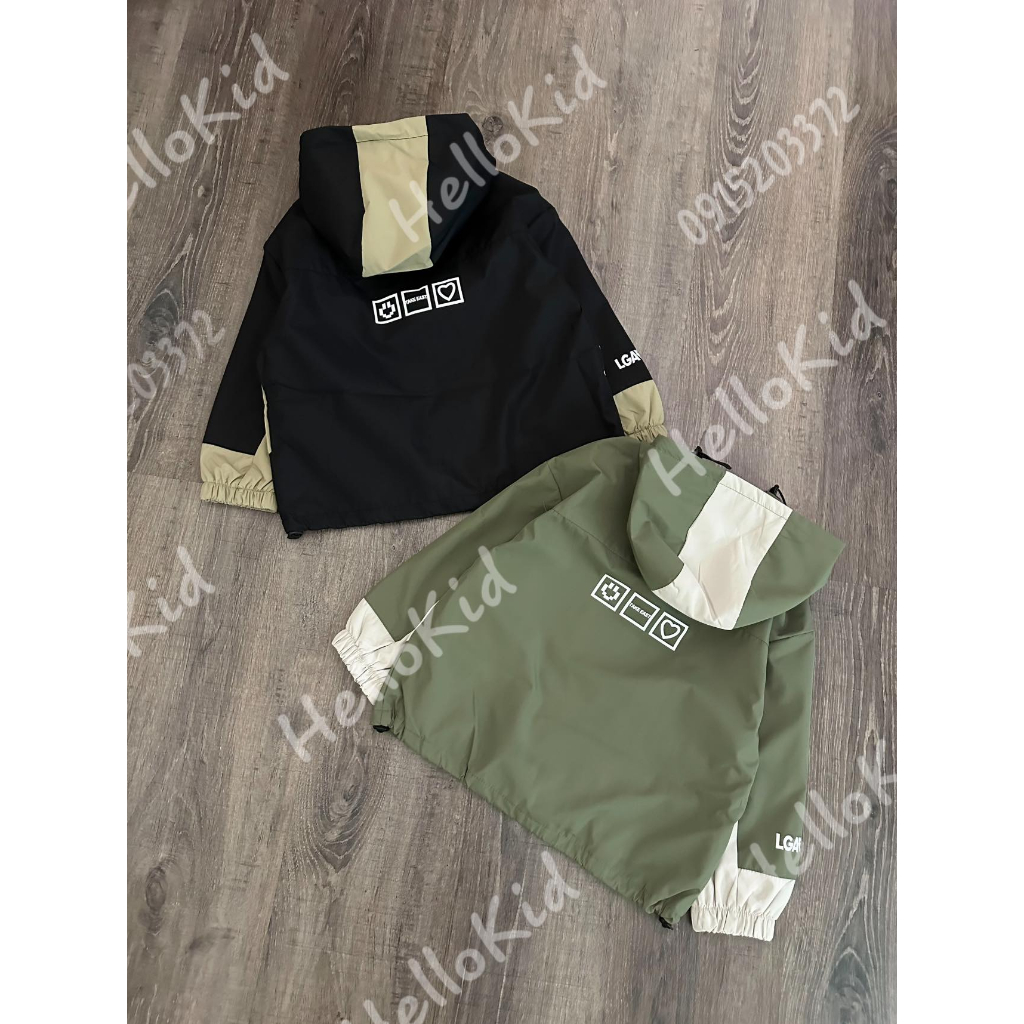 Áo gió phối màu dấu thêu cho bé