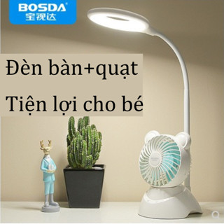 Đèn Bàn Học Chống Cận LED594 Kèm Quạt Mini, Đèn Học Để Bàn Sạc Đa Năng Có 3 Chế Độ Màu (JA SHOP)