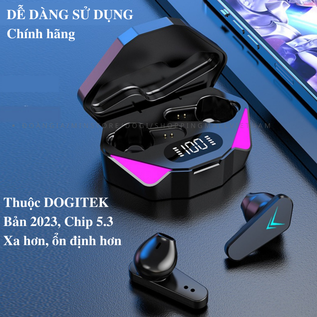 Tai nghe Gaming X15 bản 2023, chip bluetooth 5.3, chính hãng Dogitek, LED RGB, trễ âm cực thấp, chế độ kép Game và nhạc