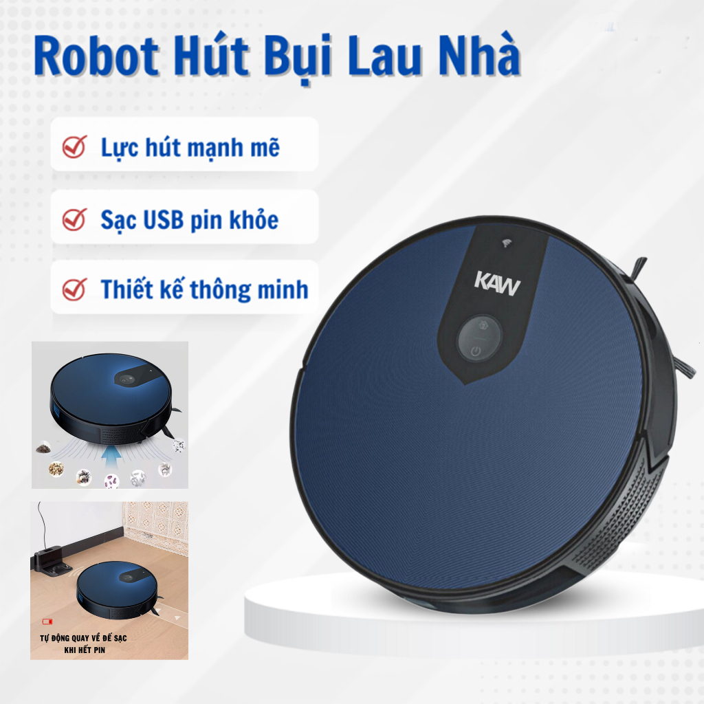 Robot Hút Bụi Lau Nhà Thông Minh Tự Động KAW Chính Hãng - Bảo Hành 12 Tháng