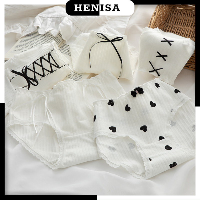 Quần Lót Nữ Kháng khuẩn HENISA – Quần Chíp Nữ Trơn Siêu Thoáng Mát Họa Tiết Cute 324
