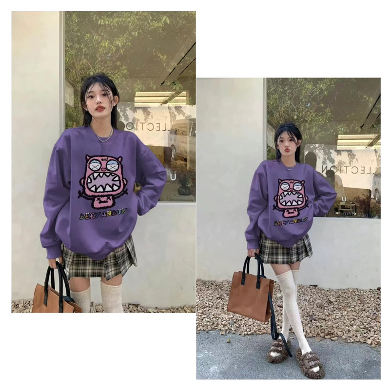 Áo nỉ sweater in hình thời trang