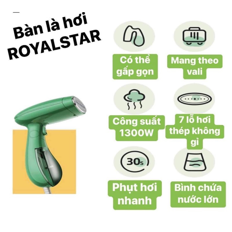 Bàn là - Bàn ủi hơi nước cầm tay gập gọn chính hãng Royalstar