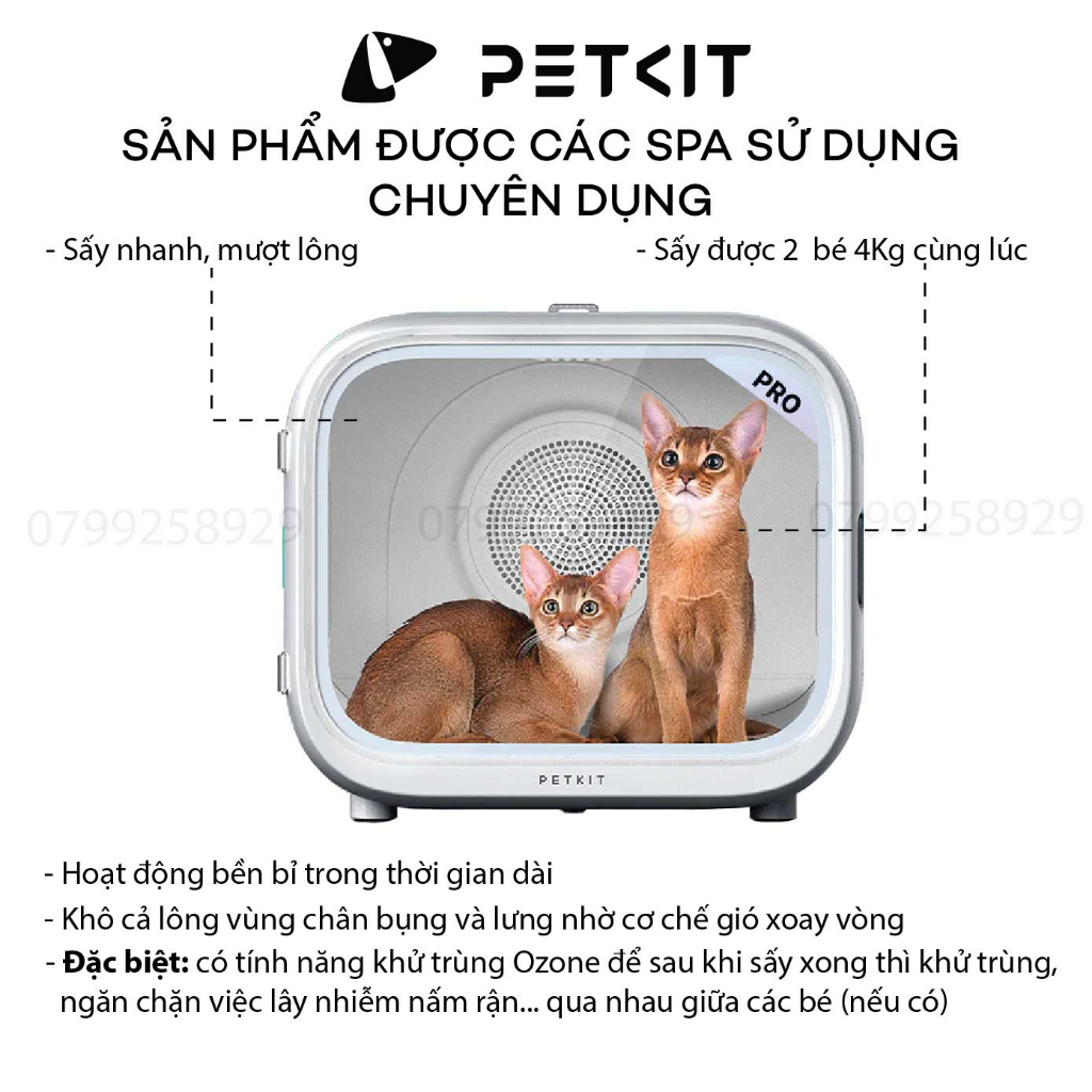 Lồng Sấy Lông Chó Mèo Petkit AirSalon Max Cao Cấp, Máy Sấy Nhanh, Mượt Lông