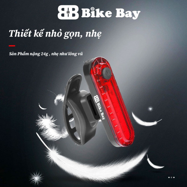 Đèn hậu xe đạp thể thao, Đèn cảnh báo xe đạp dùng 4-12H liên tục, Sac USB, Chống Nước BIKEBAY - DH04