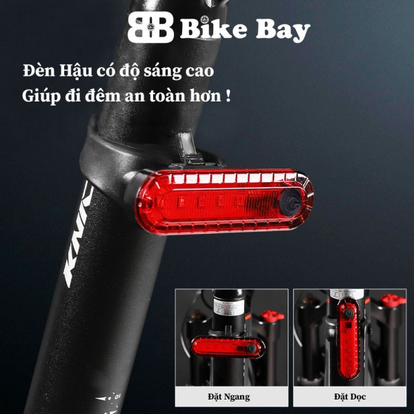 Đèn hậu xe đạp thể thao, Đèn cảnh báo xe đạp dùng 4-12H liên tục, Sac USB, Chống Nước BIKEBAY - DH04