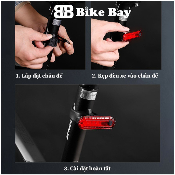 Đèn hậu xe đạp thể thao, Đèn cảnh báo xe đạp dùng 4-12H liên tục, Sac USB, Chống Nước BIKEBAY - DH04