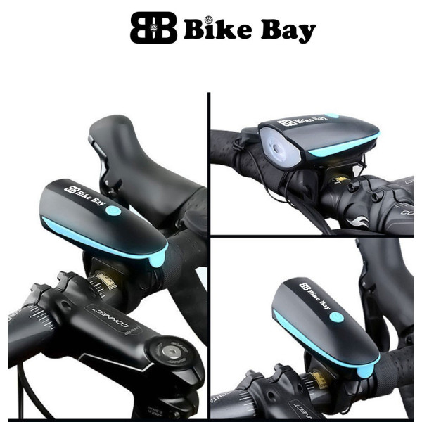 Đèn xe đạp có còi, còi xe đạp sáng mạnh BIKEBAY chống nước kèm sạc USB DC01