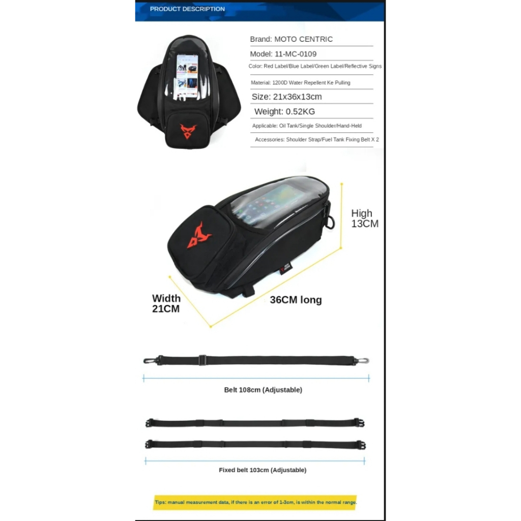 TÚI HÍT BÌNH XĂNG MOTOCENTRIC CHÍNH HÃNG