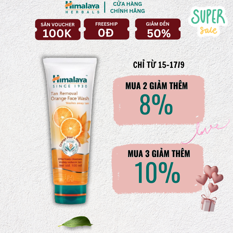 [ HB- Gift] Sữa rửa mặt cam mật ong loại bỏ sạm nám Himalaya Tan Removal Orange Face Wash 100ml